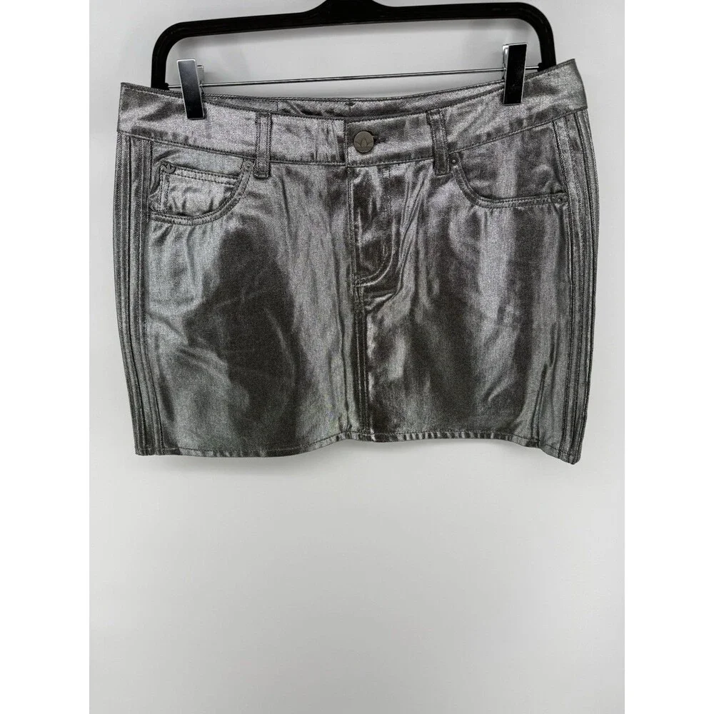 adidas women 3 STRIPES SKIRT DENIM Silver Size 12 Women